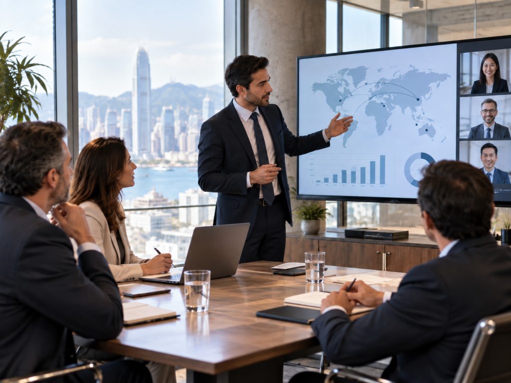 Profesionales analizando la estrategia de internacionalización de una empresa española | GSM&B
